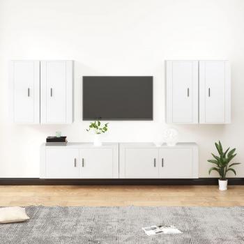 Set de muebles para TV 6 piezas madera contrachapada blanco vidaXL