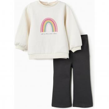 Conjunto de bebé niña Zippy de sudadera y pantalón acampanado en colores beige y negro