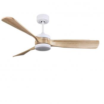 Ventilador de Techo DC Oriente 26W Blanco 3 Aspas Haya 132cm Diámetro 6 Velocidades Luz LED 2950lm Control Remoto con Función de Memoria y Temporizador