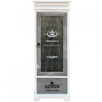 Mueble de almacenamiento Mobili Rebecca de madera con 1 cajón blanco y gris, vitrina mesita de noche, dimensiones 88x32x26 cm