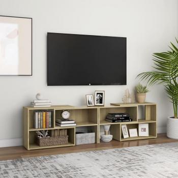 Mueble de TV madera contrachapada roble Sonoma 149x30x52 cm.