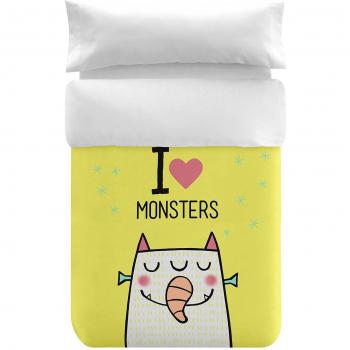 Bipolart MonsterAmarillo Funda Nórdica Maxicuna, Algodón, Multicolor, 140x70 cm