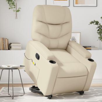 Sillón reclinable de masaje de pie en cuero artificial color negro, crema y marrón - Sillón cómodo para dormitorio, silla relax y sofá