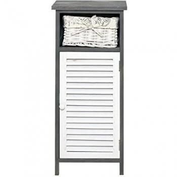 Rebecca Srl Cajonera Armario 1 Cajon 1 Puera Gris Blanco Mimbre Madera Country Casa de campo Bano Cocina
