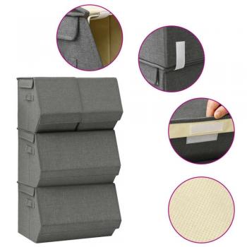 Set de cajas de almacenaje apilables 3 uds tela gris antracita