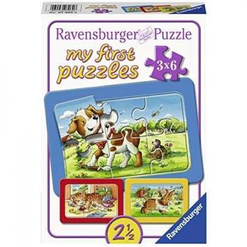 Puzzle Infantil Ravensburger - Mis Primeros Puzzles 3x6 Piezas, Amigos Animales