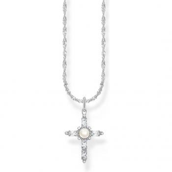 Thomas Sabo Silver Cross Romance Necklace with White Pendant