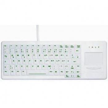 Active Key S0209081 Teclado Lavable Desinfectable, Ak-Cb4400F-Gus Touchpad, USB, Retroiluminado, Blanco