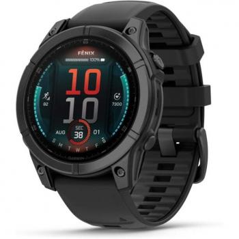 Garmin Fenix E 47mm AMOLED GPS Smartwatch - Slate Gray Steel with Black Silicone Band