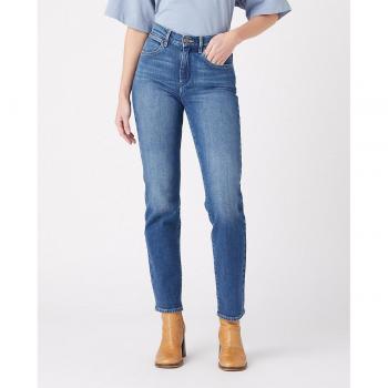 Vaquero recto de mujer Wrangler Straight de tiro medio Azul