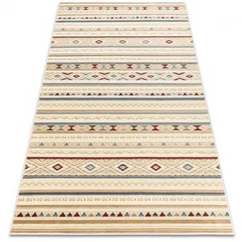 Alfombra de lana Kilim étnica 80x140 cm, rombos beige/gris/burdeos