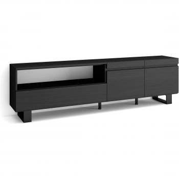 Mueble TV Industrial Negro 200x57x35cm para Televisores hasta 80 con Almacenaje
