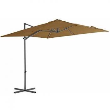 Sombrilla voladiza con poste de acero gris topo 250x250 cm