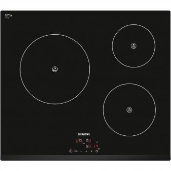 Siemens EH631BM18E - Placa inducción de vitrocerámica, 3 zonas, encastrable, 0.6 m, color negro