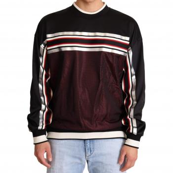 Dolce & Gabbana Black Red Mesh Sport Pullover Crewneck Sweater - IT50 | L