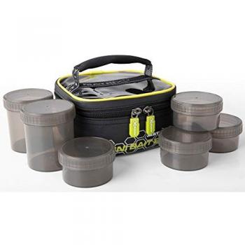 Bolsa Mini de Cebo Matrix con 2 Potes Grandes y 4 Pequeños - Bandolera Negra