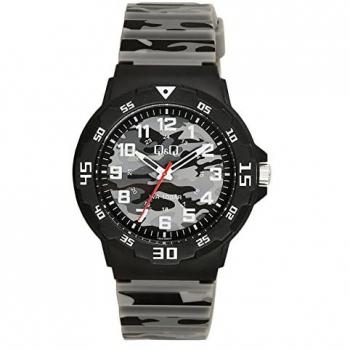 Reloj de Pulsera Analógico para Hombre Q&Q V02A-009VY, Cuarzo, Silicona Negra, 10 Bar, Clásico (Ø 43 mm)