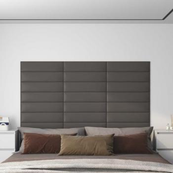 Paneles de Pared 12 Uds Cuero Sintético Gris 60x15 cm 1,08 m²