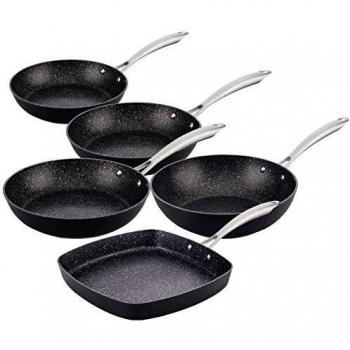 San Ignacio 20, 24 Y 28 CM, Vita Set de sartenes 20/24/28 + Grill Wok 28 cms. Aluminio Forjado, inducción, Multicolor