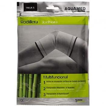 AQUAMED Active Rodillera - Sujeción elástica, Fibra carbón de bambú, Alivio dolor articular, Lavable, Talla S