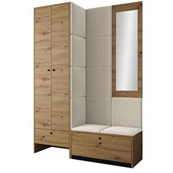 Conjunto de Recibidor Hartford 318 - Espejo, Aglomerado Laminado, Roble Artisan + Manila 02, 206x144x44cm