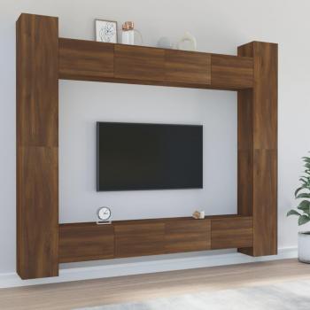 Set de muebles para TV 8 piezas madera contrachapada roble marrón 100 x 30 x 30 cm