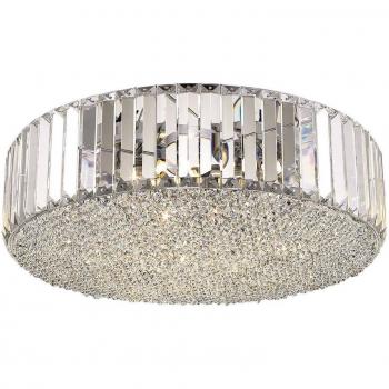Lámpara de techo POOLE 5 luces empotrada de cristal y cromo con casquillos G9