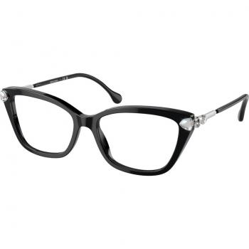Gafas de Vista Swarovski SK2011 1038 para Mujer, Acetato Negro Transparente, Ojo de Gato, Talla 55