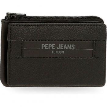 Pepe Jeans - Monedero Checkbox Negro de Piel para Hombre