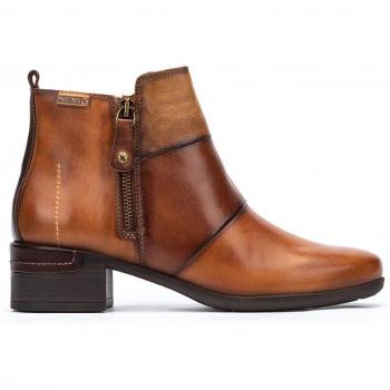 Pikolinos Botines MALAGA de piel con cremallera en color marrón para mujer