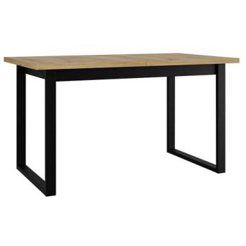 Mesa Victorville 327 Alargable de Aglomerado Laminado y Metal, 160 x 92 x 78 cm, Roble Artisan y Negro