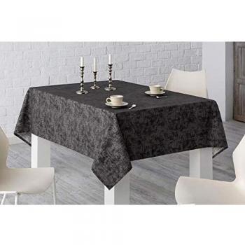 Burrito Blanco Mantelería 969 Estampada con Diseño de una Scarcha Sin Servilletas 140x300 cm/Mantel Moderno con Acabados de Teflón, Color Gris Metálico