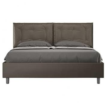 Cama Matrimonial Annalisa 160x190 cm en Símil Piel Cappuccino con Base de Toalla