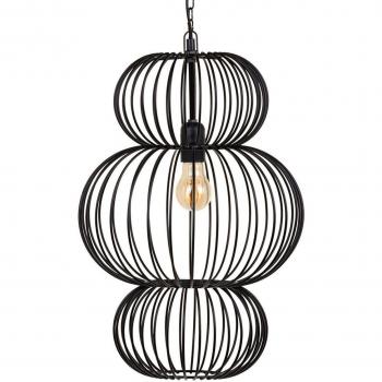 Lámpara de techo Lola Home con pantalla de varillas de metal negra, dimensiones Ø 34 cm x 51 cm
