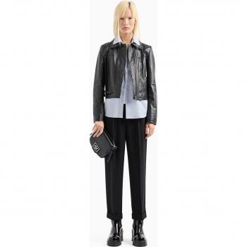 Pantalón de Mujer Armani Exchange de Cintura Ancha y Pierna Recta, Color Negro, Casual, Talla L
