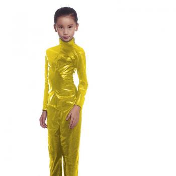 Partilandia Disfraz Mono Metálico Dorado para Niña