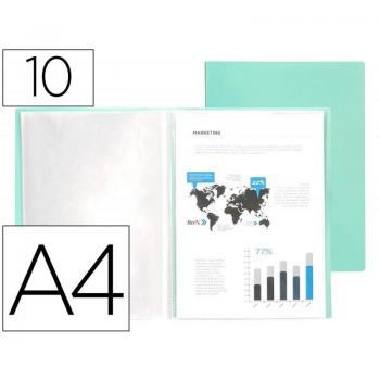 Carpeta Liderpapel Escaparate 10 Fundas PP A4 Verde Manzana Opaco