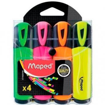 Maped Fluo'Peps Classic Highlighters, Chisel Tip, Assorted Colors, 4-Pack
