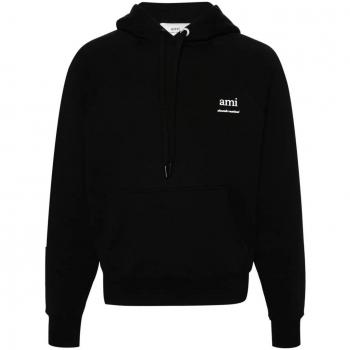 Ami Paris Men's Logo Organic Cotton Hoodie in Black | Size Large