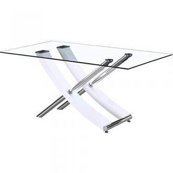 Mesa Diva en vidrio - 160 x 90 x 76 cm - Blanco laqcado