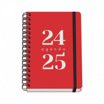 Dohe - Agenda Escolar 2024 2025 - Semana Vista, Tamaño A5 (15x21 cm), Cierre Anillas y Goma, Español e Inglés, 4 Páginas de Pegatinas, Septiembre a