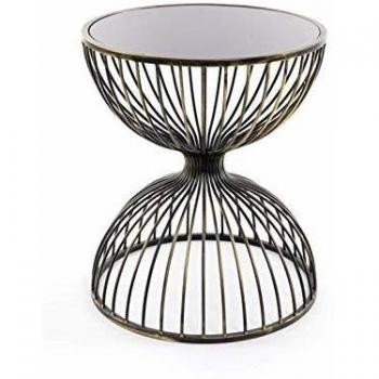 Mesa Auxiliar Cristal Hierro y Industrial Negro Envejecido 46 x 54