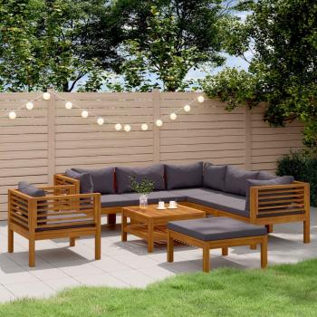 8-Piece Solid Acacia Wood Garden Lounge Set with Cushions