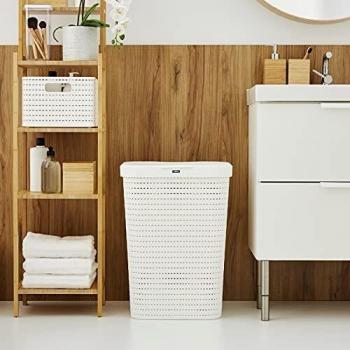 Cesto para ropa Rotho Country 55 L rectangular plástico blanco