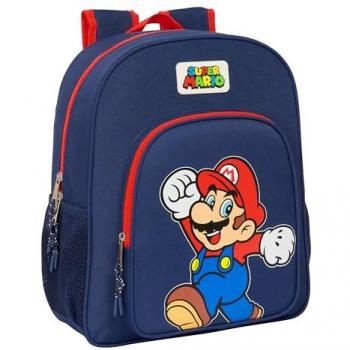 Mochila Escolar Super Mario World Azul Marino 32x38x12 cm, Mochila Junior Adaptable a Carro, Safta Mochila Super Mario World, Mochila Junior Adaptable a Carro Super Mario Bros Safta Azul Marino,