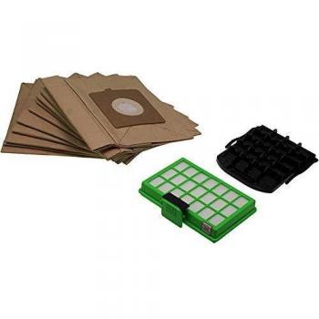 Kit de 10 bolsas de papel + 1 filtro de alta filtración + 1 filtro de entrada de aire para aspiradora Rowenta RO23