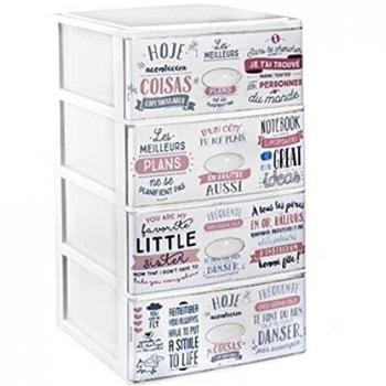 Great Plastic Lote DE 4 Cajas con Dibujos DE Textos almacenaje, Multicolor