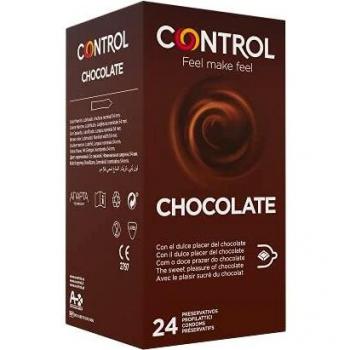 Control Preservativos Chocolate. Caja Pack Ahorro 24 Condones Dulce Placer de Chocolate, Lubricados, Sexo Seguro. Disfruta de unos Preservativos con Ajuste Perfecto para una Relación Segura.