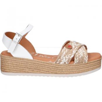 Sandalias de Mujer Oh My Sandals 5438 Doya Blanco Combi con Cuña de Esparto EU 37