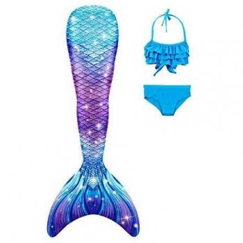 NAITOKE Niñas Cola de Sirena con Bikini para Fiesta de Natación Cosplay